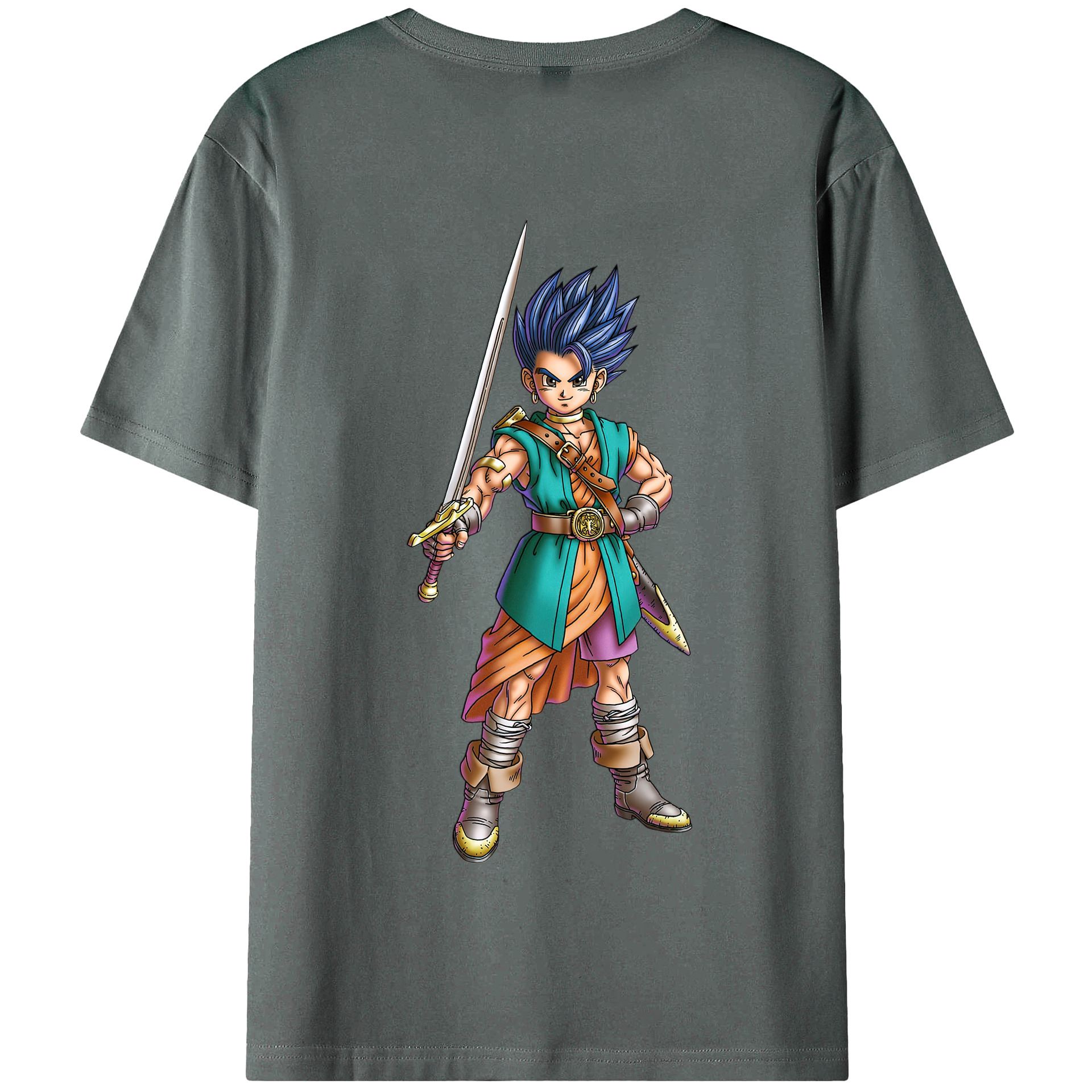 （画像用） ドラゴンクエスト Doragon Kuesuto Dragon Quest 綿100％半袖Tシャツ（背面プリント）